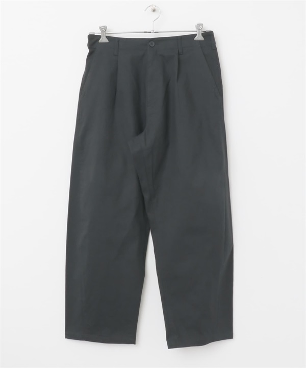 棉質斜紋氣球剪裁長褲(炭灰色-M-CHARCOAL GRAY)