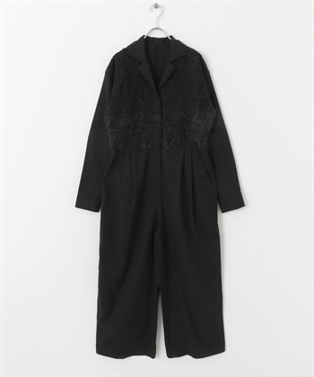 刺繡連身褲(黑色-36-BLACK)