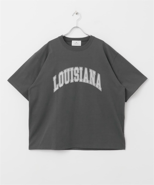 LOGO印花寬版T恤(炭灰色-M-CHARCOAL GRAY)