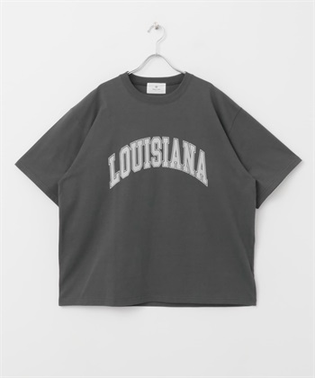 LOGO印花寬版T恤(炭灰色-L-CHARCOAL GRAY)