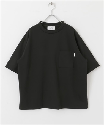 羅馬布口袋設計短袖T恤(黑色-M-BLACK)