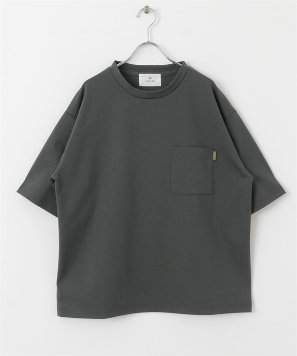 羅馬布口袋設計短袖T恤(炭灰色-M-CHARCOAL GRAY)
