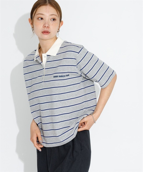 LOGO刺繡橫紋POLO衫