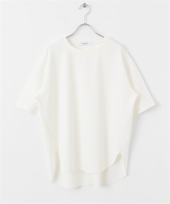 彈性喬琪紗五分袖套衫(白色-FREE-OFF WHITE)