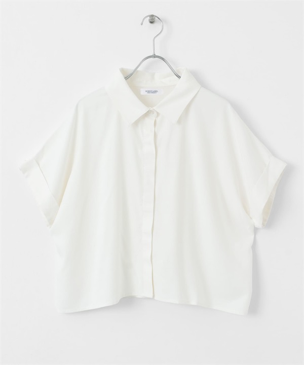 混麻料短版蝙蝠袖襯衫(米色-FREE-OFF WHITE)