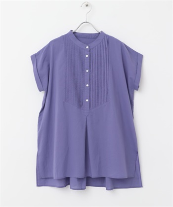 空氣感棉質細褶禮服襯衫(藍色-FREE-BLUE)
