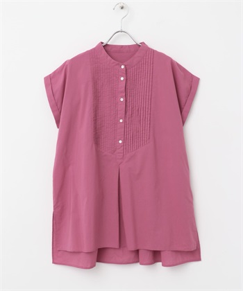空氣感棉質細褶禮服襯衫(粉紅色-FREE-PINK)