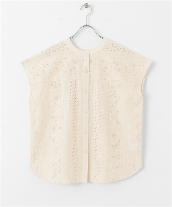 立領棉質蕾絲襯衫(象牙白-FREE-IVORY)