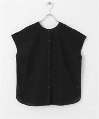 立領棉質蕾絲襯衫(黑色-FREE-BLACK)