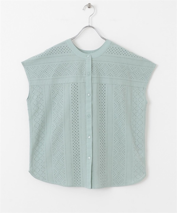立領棉質蕾絲襯衫(薄荷綠-FREE-MINT)