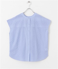 立領棉質蕾絲襯衫(薩克斯藍-FREE-其他藍色)