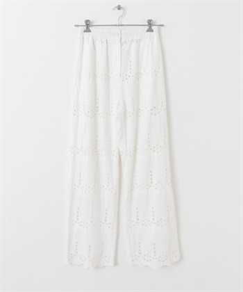 棉質蕾絲輕便長褲(米色-36-OFF WHITE)