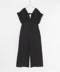 泡泡紗碎褶連身褲(黑色-36-BLACK)