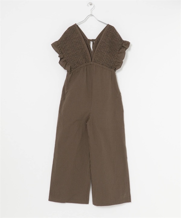 泡泡紗碎褶連身褲(格紋-36-CHECK)