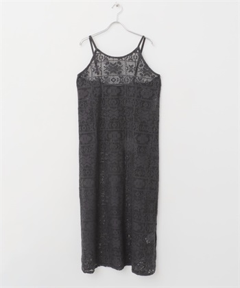 蕾絲細肩帶洋裝(炭灰色-FREE-CHARCOAL GRAY)