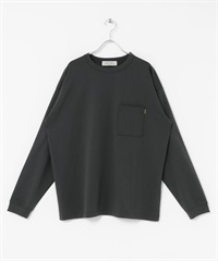 羅馬布口袋長袖T恤(炭灰色-M-CHARCOAL GRAY)
