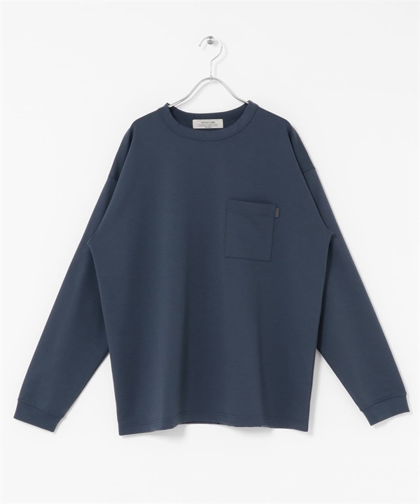 羅馬布口袋長袖T恤(藍灰色-M-其他灰色)