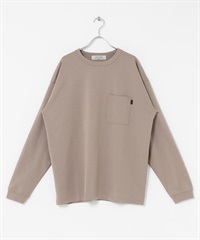 羅馬布口袋長袖T恤(灰膚色-M-其他膚色)