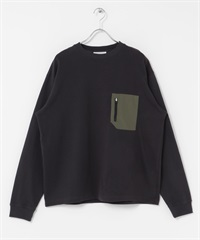 厚磅尼龍布口袋長袖T恤(炭灰色-M-CHARCOAL GRAY)