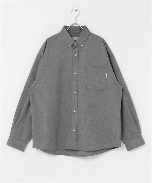 抗菌牛津扣領寬版襯衫(灰色-M-GRAY)