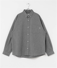 抗菌牛津扣領寬版襯衫(灰色-M-GRAY)