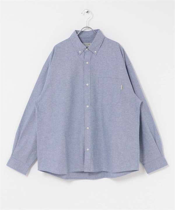 抗菌牛津扣領寬版襯衫(薩克斯藍-M-LIGHT BLUE)