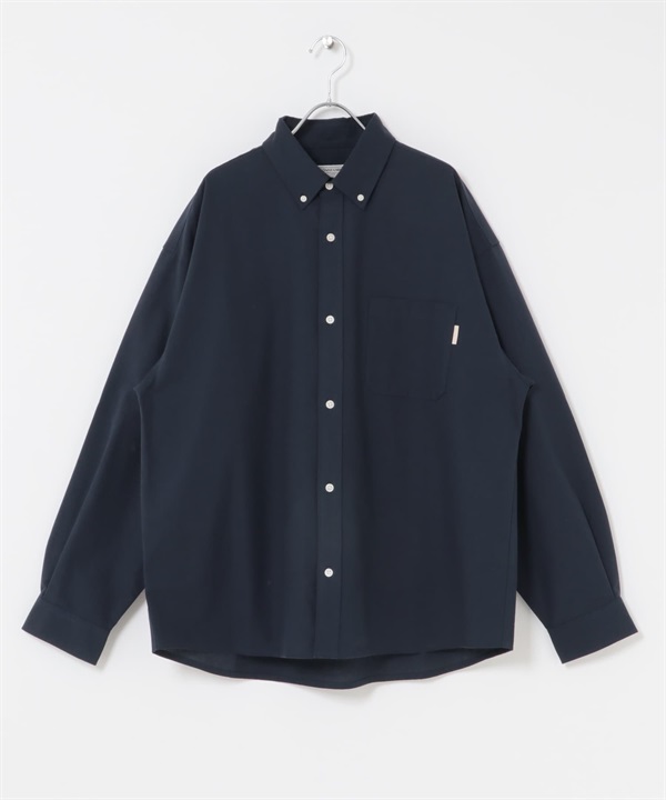 抗菌牛津扣領寬版襯衫(藏青色-M-NAVY)