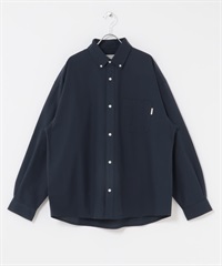 抗菌牛津扣領寬版襯衫(藏青色-M-NAVY)