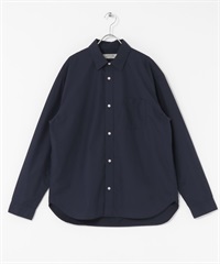 高密度平織標準領襯衫(藏青色-M-NAVY)