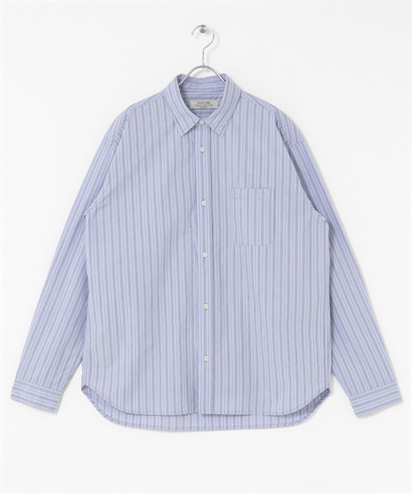 高密度平織標準領襯衫(藍色條紋-M-其他藍色)