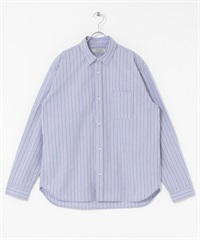 高密度平織標準領襯衫(藍色條紋-M-其他藍色)