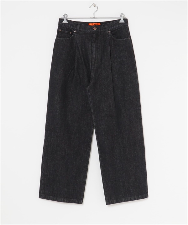 【別注】RED KAP / 寬版打褶牛仔褲(黑色-M-BLACK)