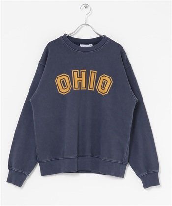 GEM SPORTSWEAR 圓領LOGO棉質毛圈上衣(藏青色-L-NAVY)
