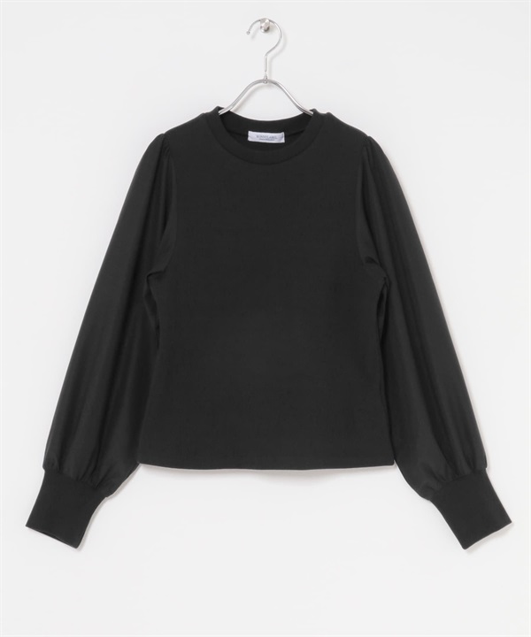 泡泡袖拼接套衫(黑色-FREE-BLACK)