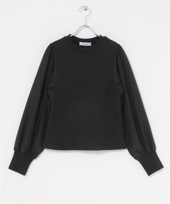 泡泡袖拼接套衫(黑色-FREE-BLACK)