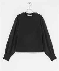 泡泡袖拼接套衫(黑色-FREE-BLACK)