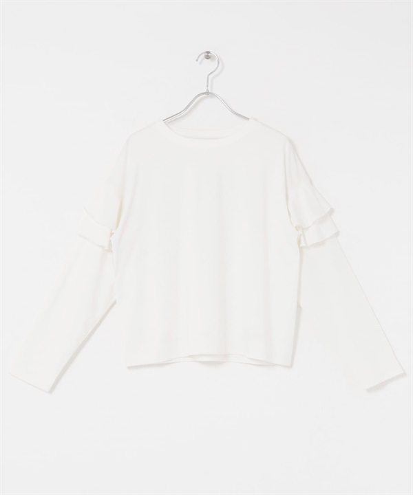 袖子荷葉邊設計套衫(米色-FREE-OFF WHITE)