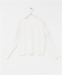 袖子荷葉邊設計套衫(米色-FREE-OFF WHITE)