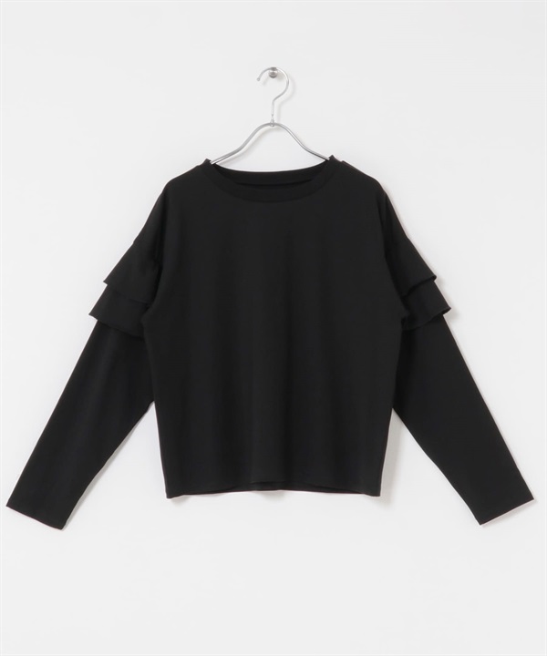 袖子荷葉邊設計套衫(黑色-FREE-BLACK)