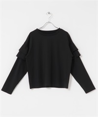 袖子荷葉邊設計套衫(黑色-FREE-BLACK)