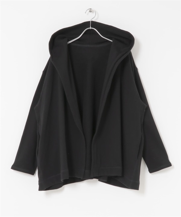 棉質毛圈連帽開襟衫(黑色-FREE-BLACK)