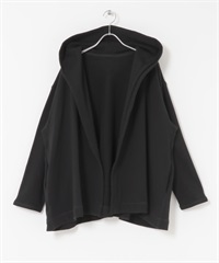 棉質毛圈連帽開襟衫(黑色-FREE-BLACK)