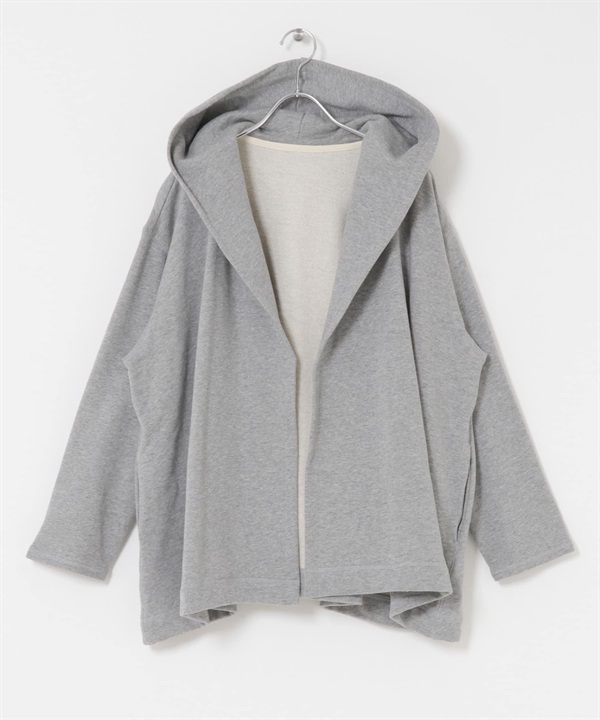 棉質毛圈連帽開襟衫(麻花灰-FREE-GRAY)