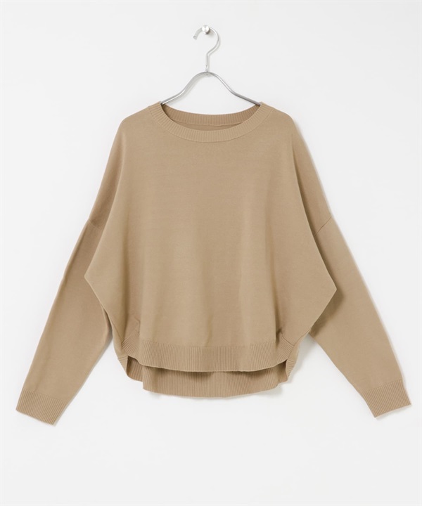 防起毛球繭型針織衫(膚色-FREE-BEIGE)