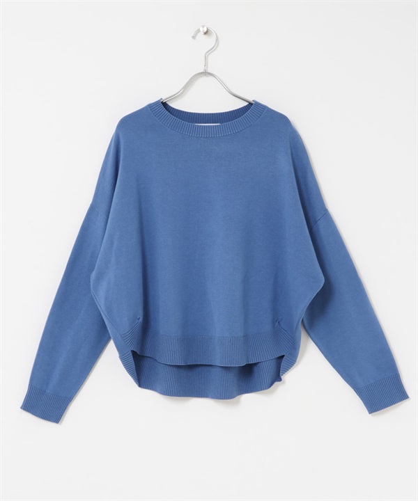 防起毛球繭型針織衫(藍色-FREE-BLUE)