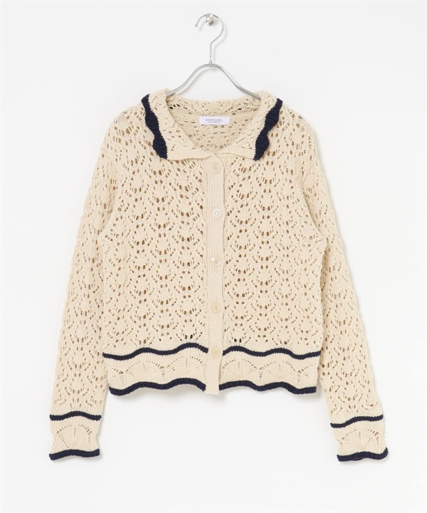 花邊Lily-yarn針織開襟衫(象牙白-FREE-IVORY)