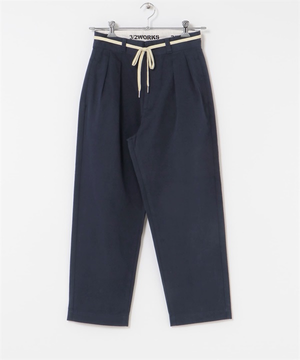 【別注】3/2WORKS 雙褶奇諾褲(藏青色-S-NAVY)