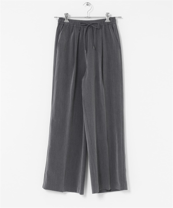 打褶寬版輕便長褲(灰色-36-GRAY)