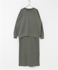 【成套組合】休閒針織衫 × 針織裙(炭灰色-FREE-CHARCOAL GRAY)