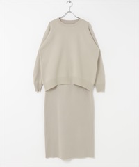 【成套組合】休閒針織衫 × 針織裙(灰膚色-FREE-其他膚色)